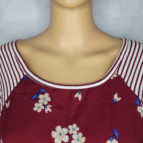 MAEVE by ANTHROPOLOGIE RED STRIPED FLORAL TOP EUC MEDIUM - Picture 2 of 7